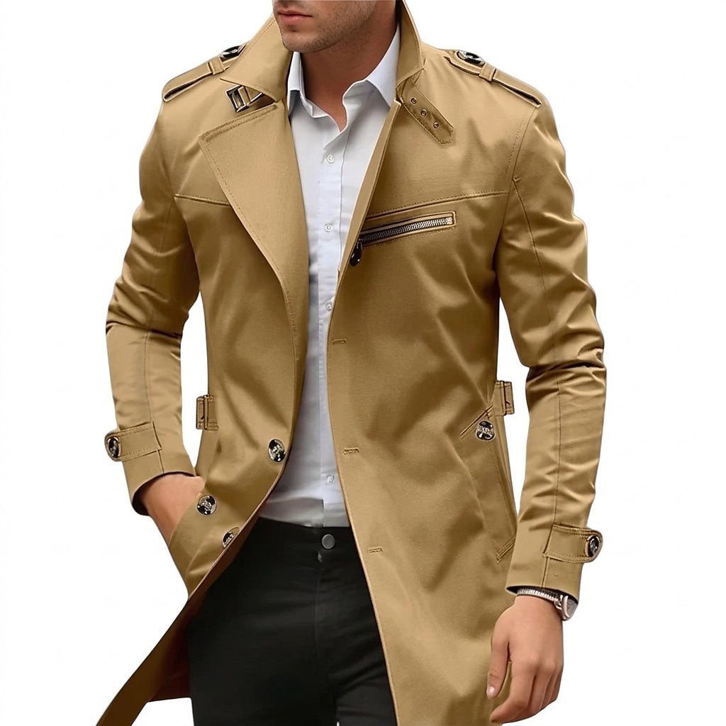 Abrigo de entretiempo para hombre con cuello alzado y bolsillo con cremallera-Jackets for men-Casaluzia