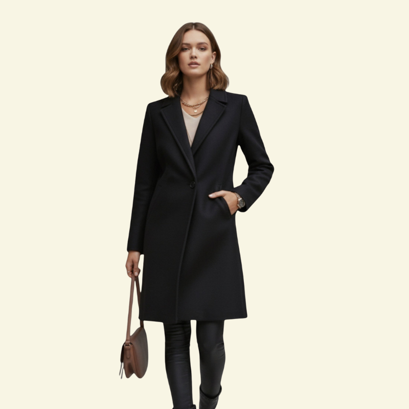 Abrigo de mujer con cuello de solapa y botonadura-Coats Women-Casaluzia