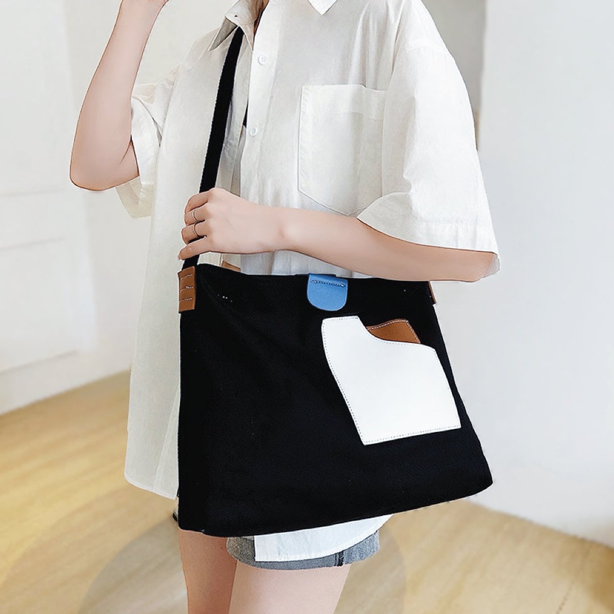 Bolso Tote de Hombro de Lona para Mujer-Accessories for Women-Casaluzia