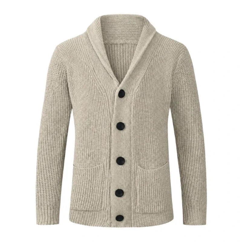 Cárdigan de punto con cuello chal y botones para hombre-Cardigan for men-Casaluzia