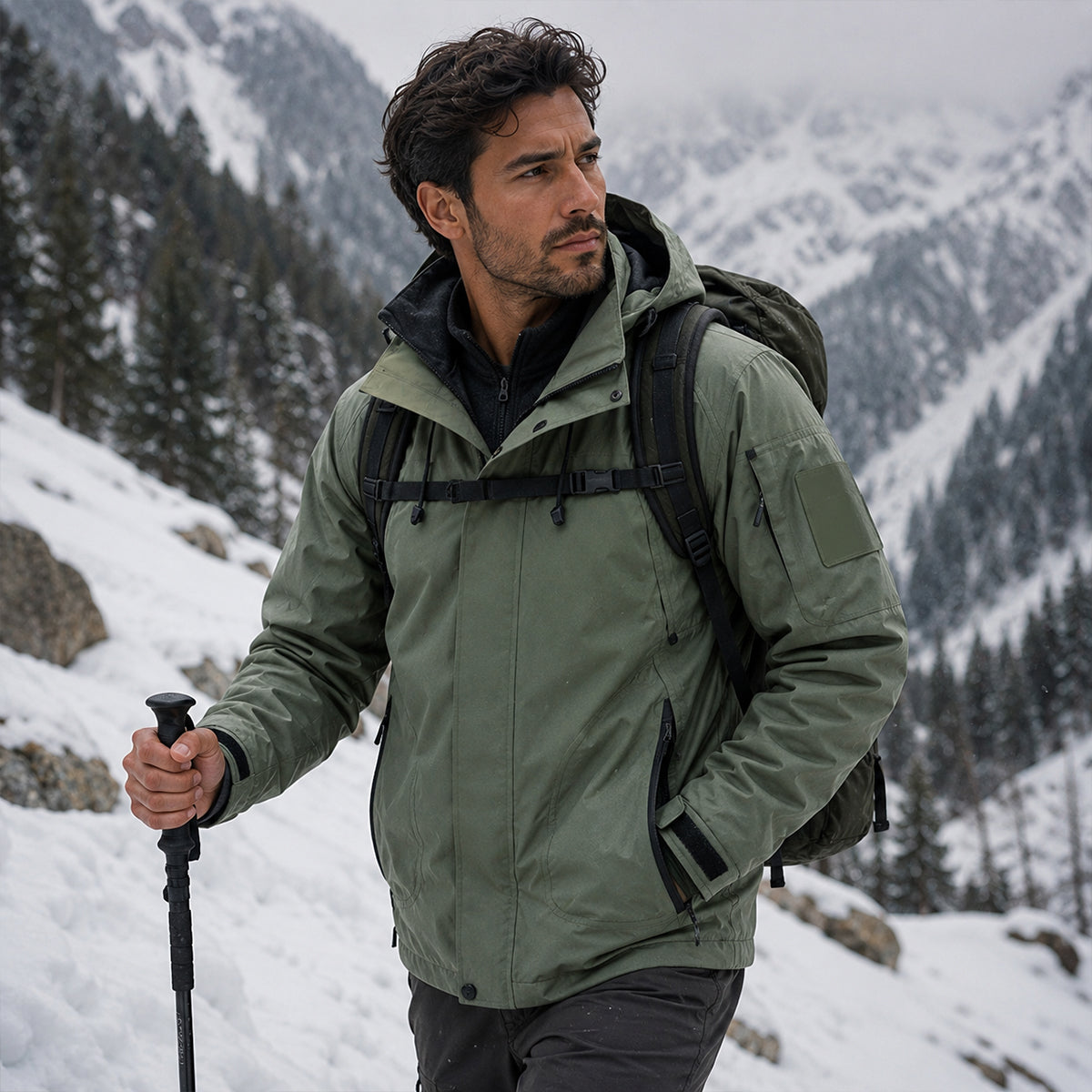 Chaqueta utilitaria con capucha para hombre y forro en contraste-Jackets for men-Casaluzia