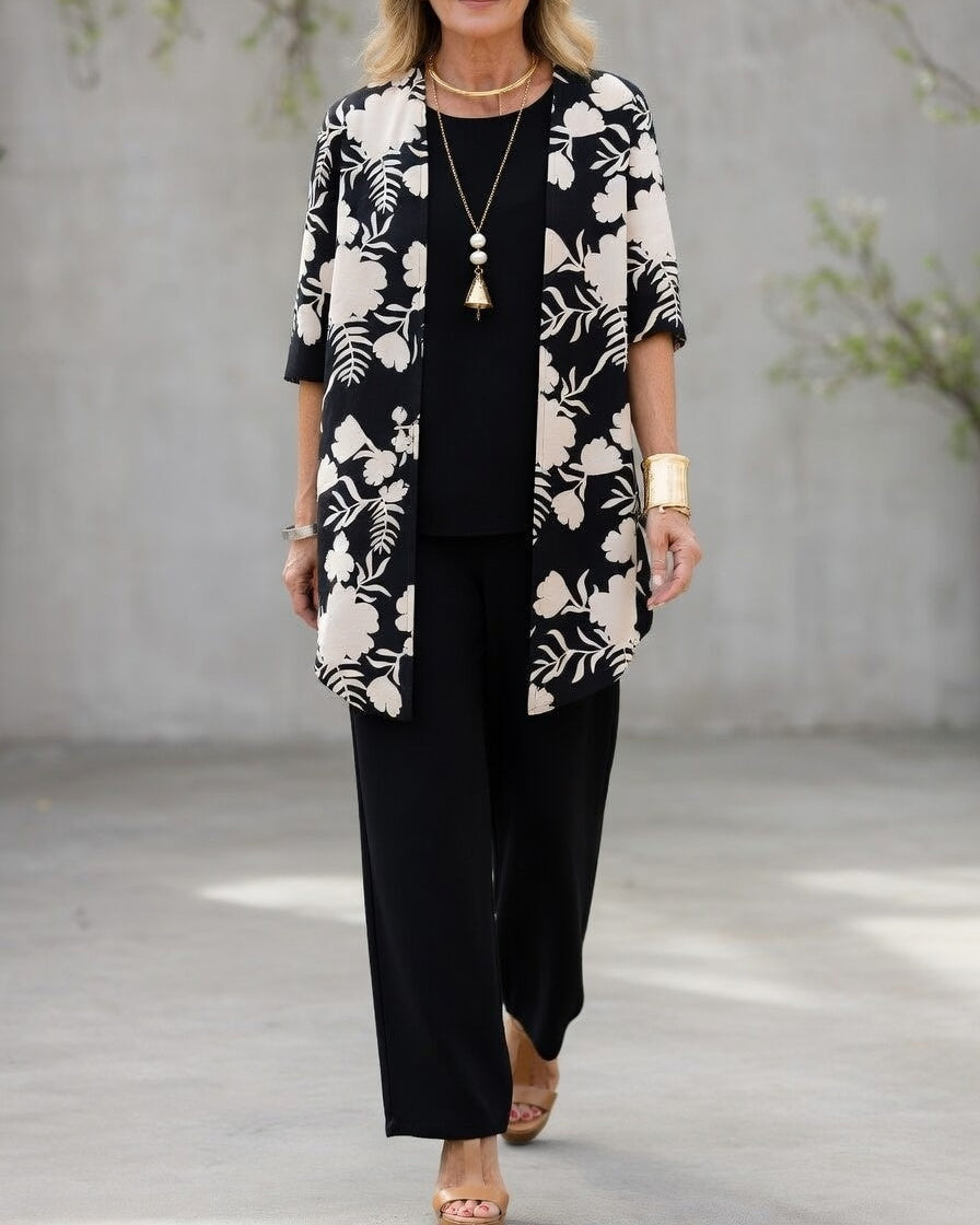 Conjunto de tres piezas con estampado floral para mujer-Sets for women-Casaluzia
