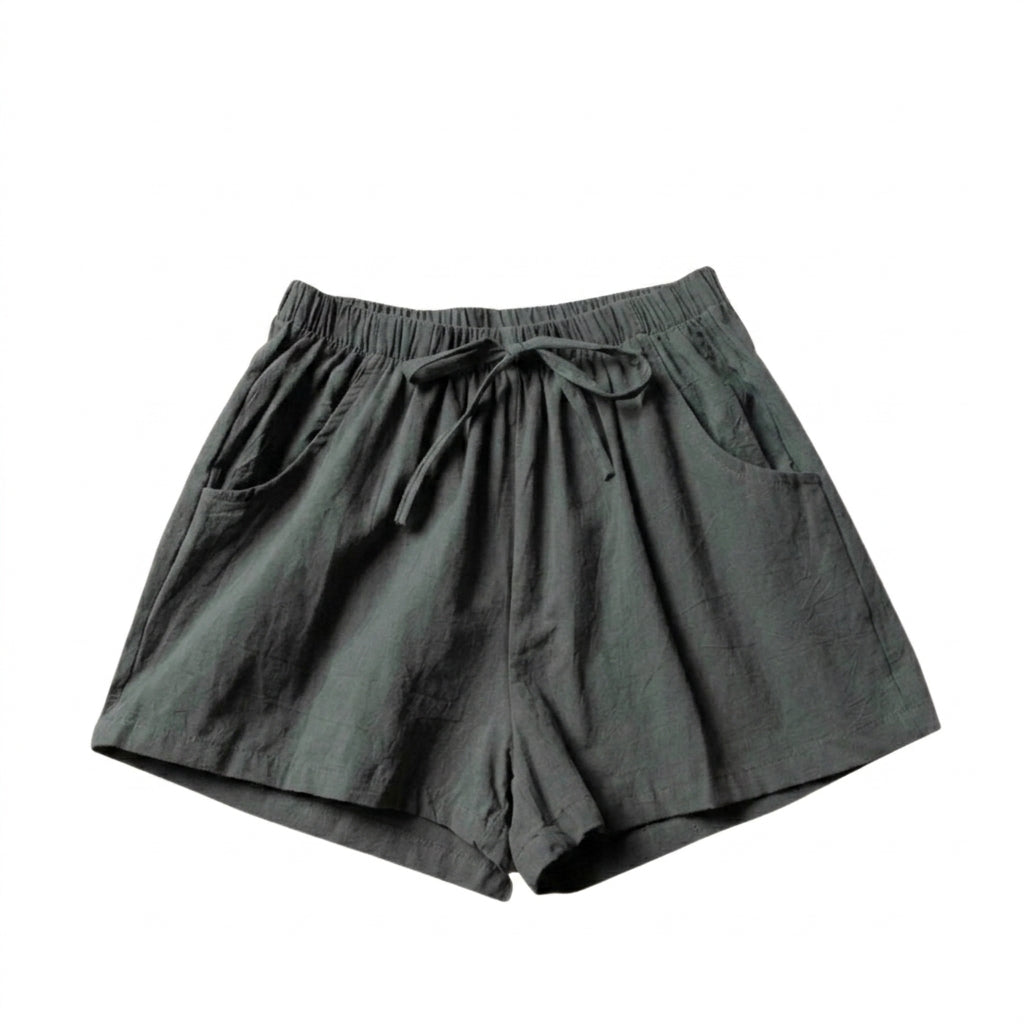 Mujer Pantalones cortos con cintura elástica y cordón ajustable-Shorts for women-Casaluzia