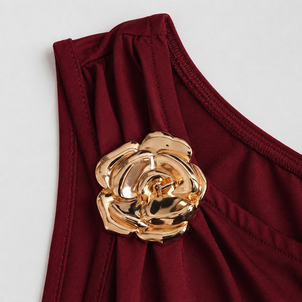 Mujer Vestido Mini de Un Hombro con Volantes-Mini Dress-Casaluzia