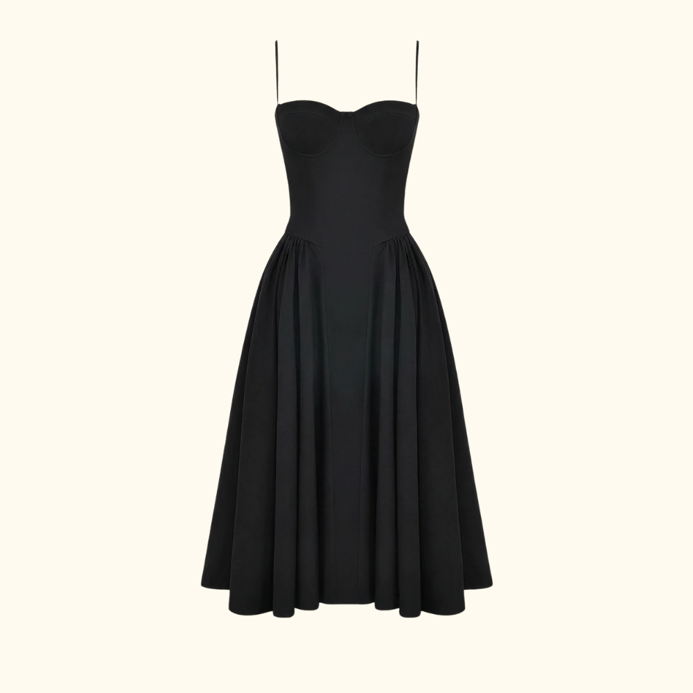 Vestido midi mujer con estampado floral y tirantes finos-Midi Dress-Casaluzia