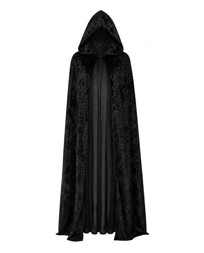 Capa larga con capucha de terciopelo Negro