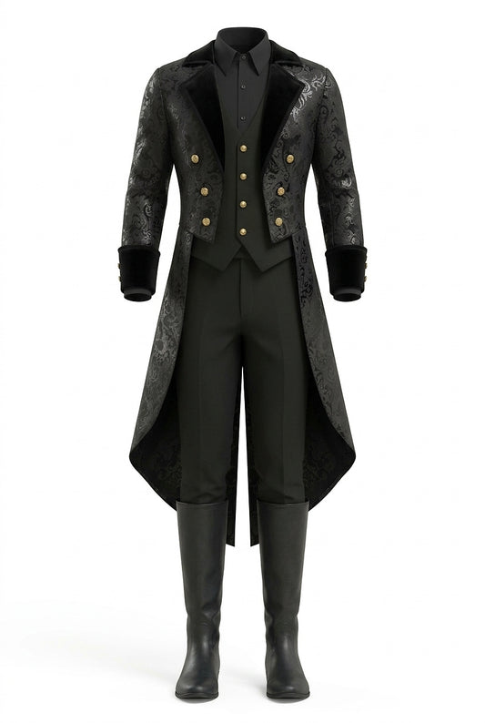 Disfraz de Halloween de levita estilo victoriano para hombre Negro