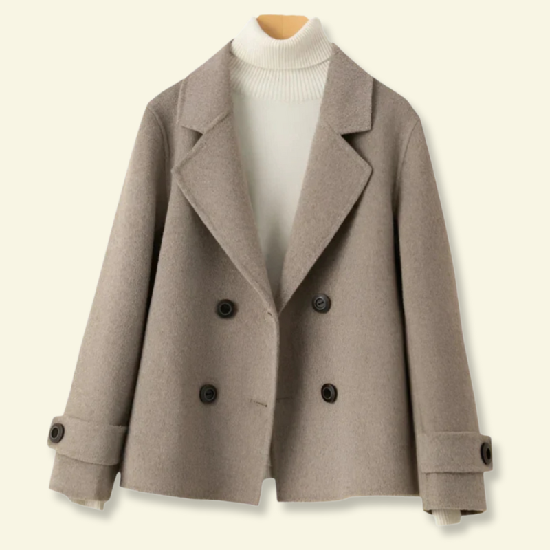 Abrigo corto para mujer con solapas y botones-Coats for women-Casaluzia
