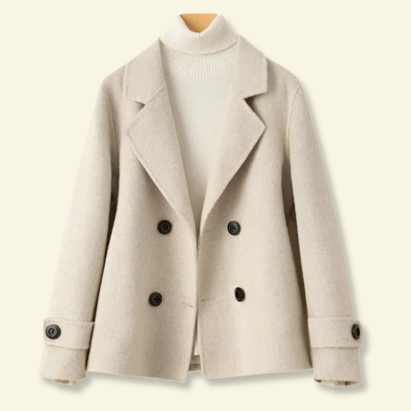 Abrigo corto para mujer con solapas y botones-Coats for women-Casaluzia