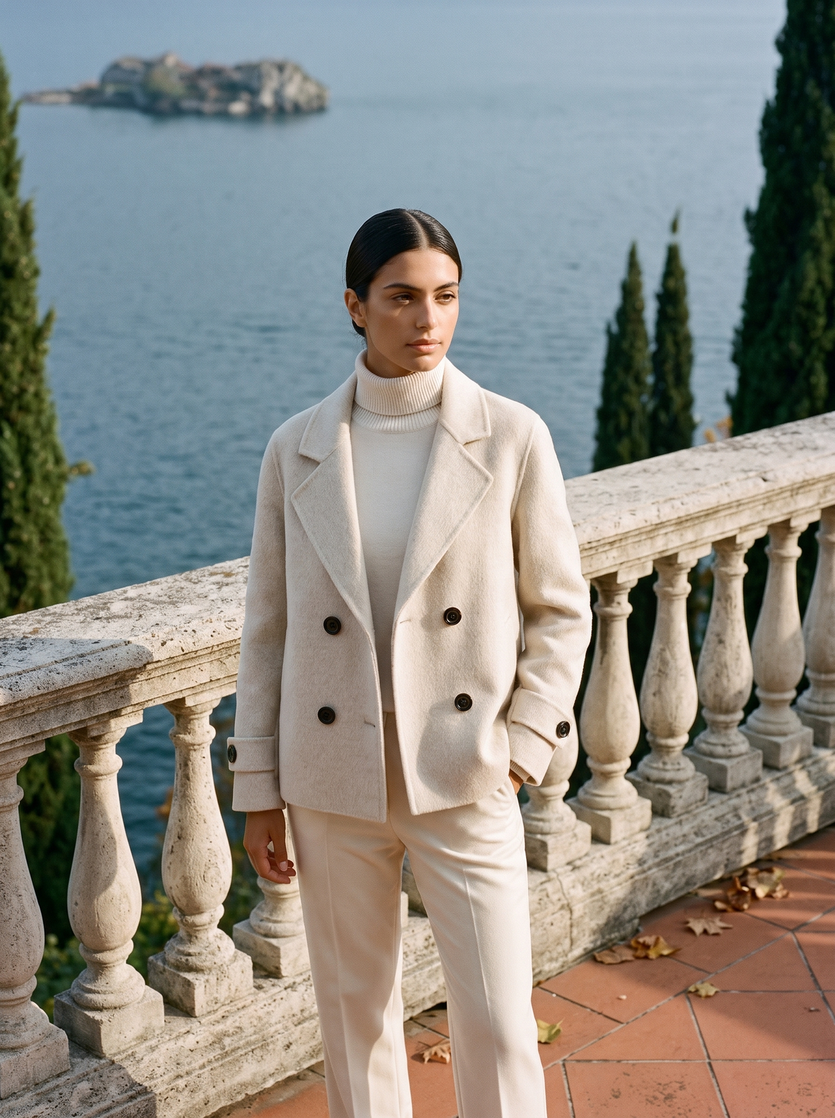 Abrigo corto para mujer con solapas y botones-Coats for women-Casaluzia
