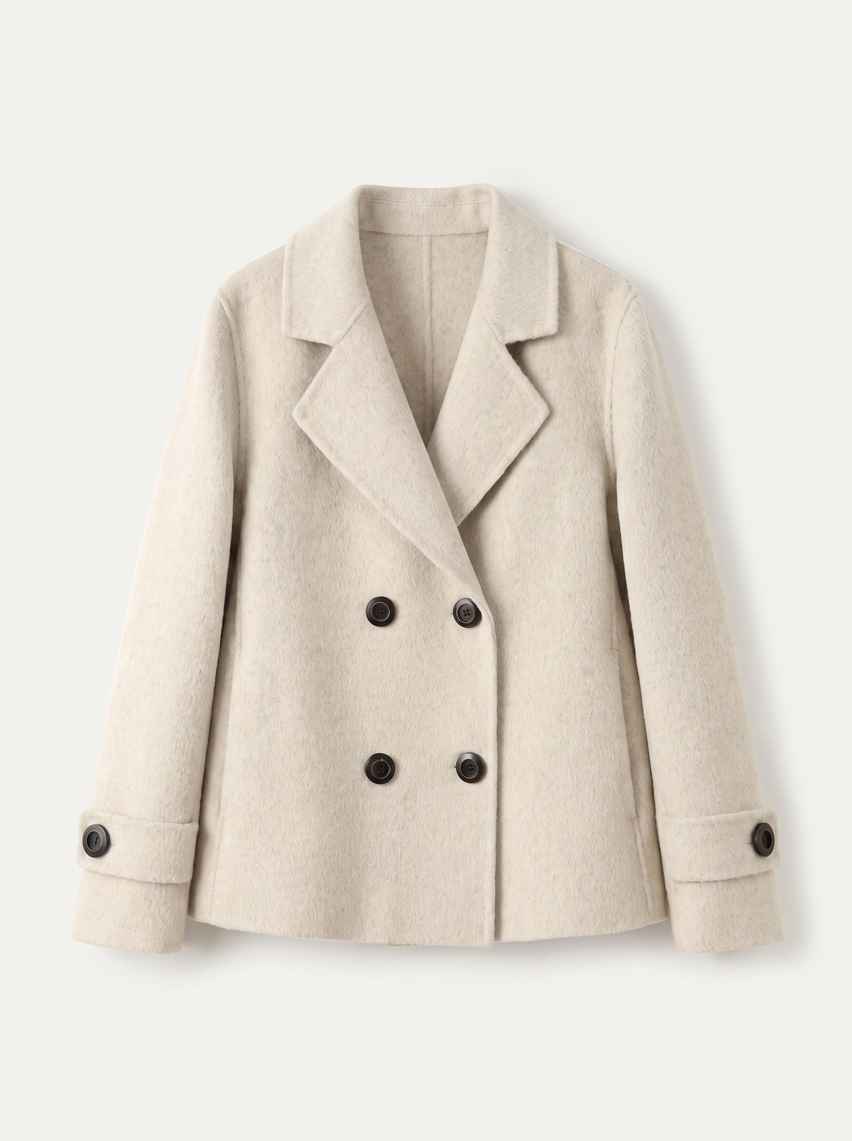 Abrigo corto para mujer con solapas y botones-Coats for women-Casaluzia