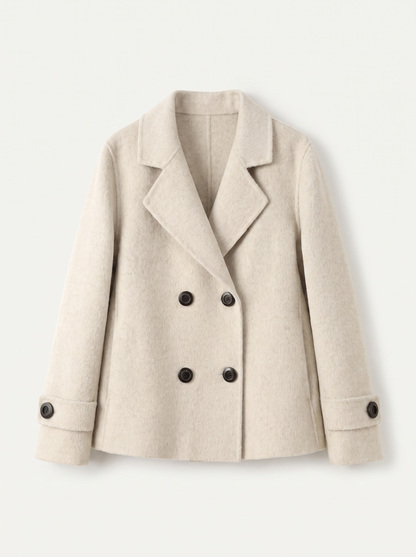 Abrigo corto para mujer con solapas y botones-Coats for women-Casaluzia