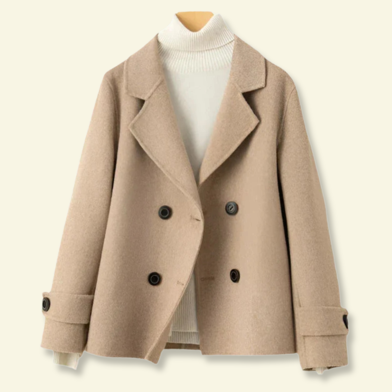 Abrigo corto para mujer con solapas y botones-Coats for women-Casaluzia