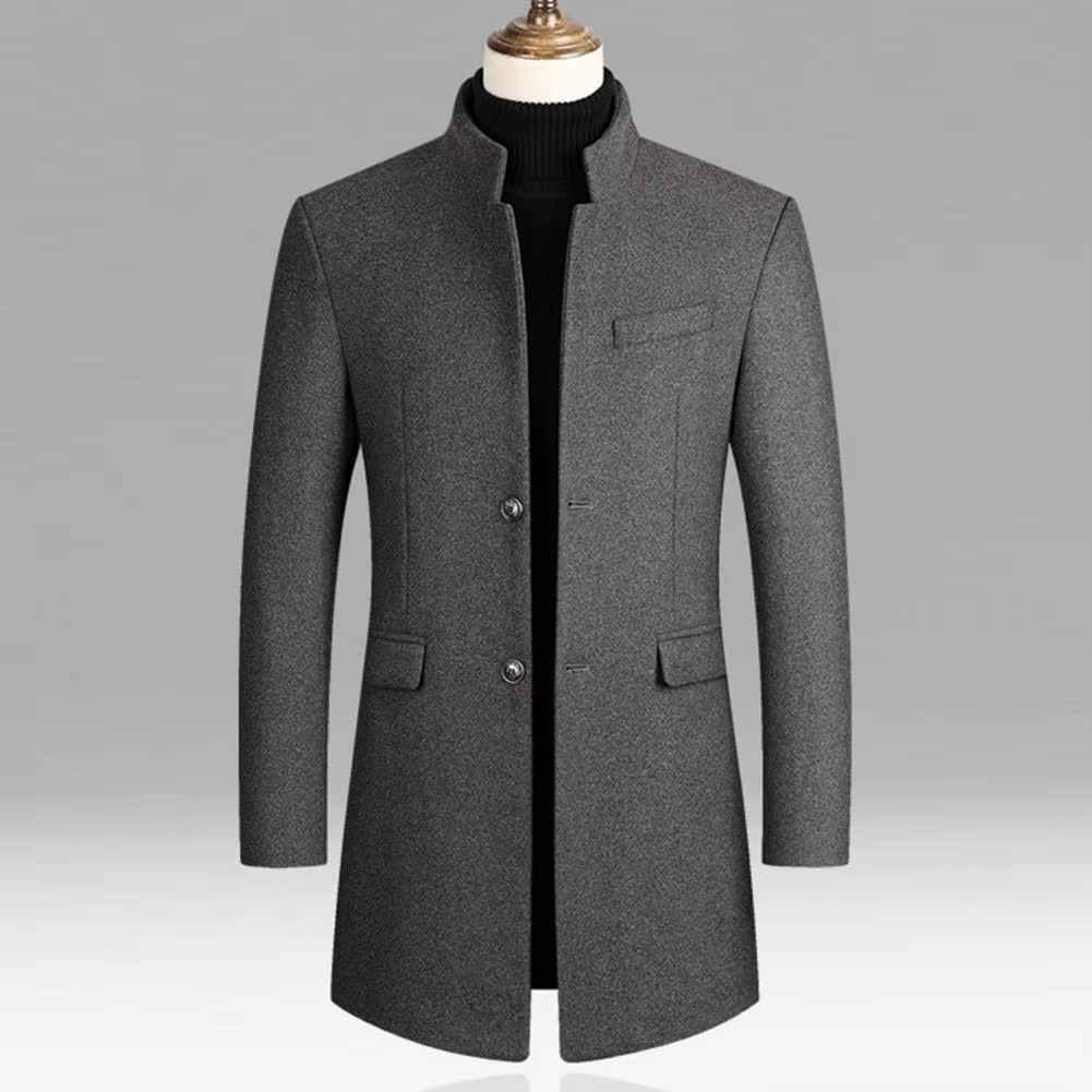 Abrigo de corte ajustado para hombre con cuello alzado-Coats for men-Casaluzia