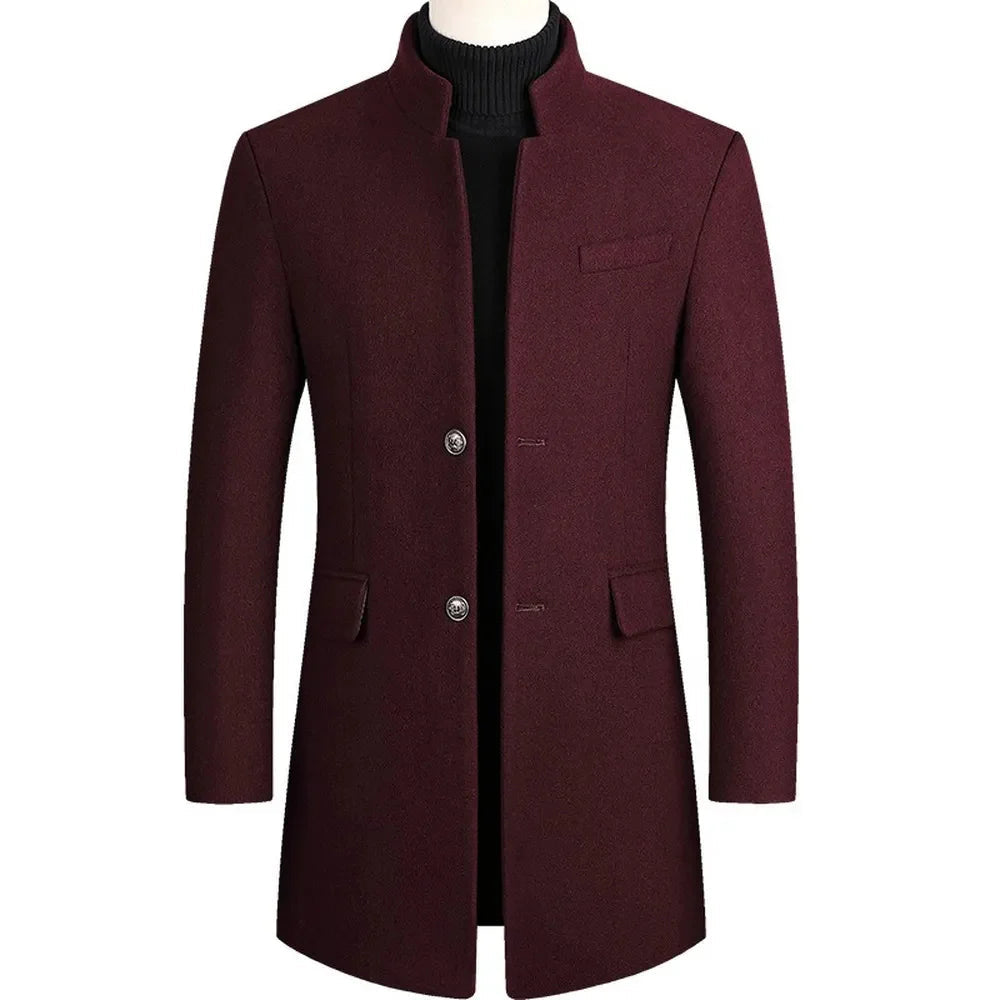 Abrigo de corte ajustado para hombre con cuello alzado-Coats for men-Casaluzia