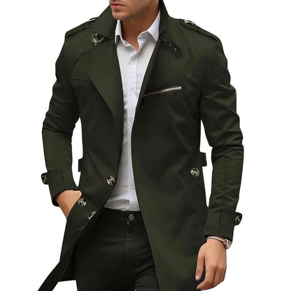 Abrigo de entretiempo para hombre con cuello alzado y bolsillo con cremallera-Jackets for men-Casaluzia