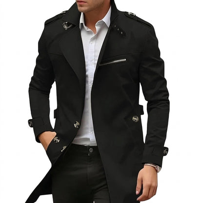 Abrigo de entretiempo para hombre con cuello alzado y bolsillo con cremallera-Jackets for men-Casaluzia