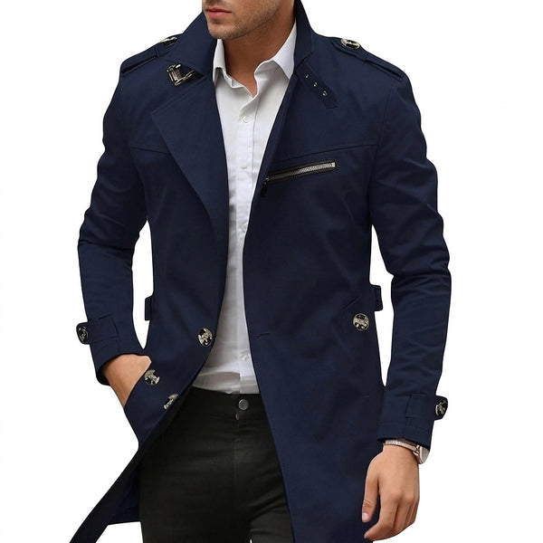 Abrigo de entretiempo para hombre con cuello alzado y bolsillo con cremallera-Jackets for men-Casaluzia