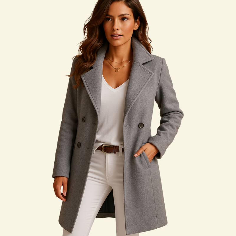 Abrigo de mujer con cuello de solapa y botonadura-Coats for women-Casaluzia