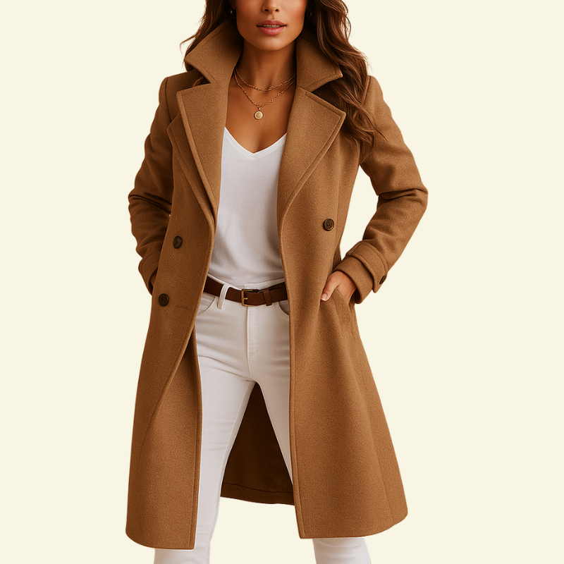 Abrigo de mujer con cuello de solapa y botonadura-Coats for women-Casaluzia