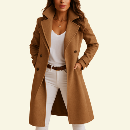 Abrigo de mujer con cuello de solapa y botonadura-Coats for women-Casaluzia