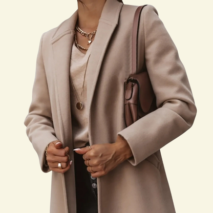 Abrigo de mujer con cuello de solapa y botonadura-Coats Women-Casaluzia