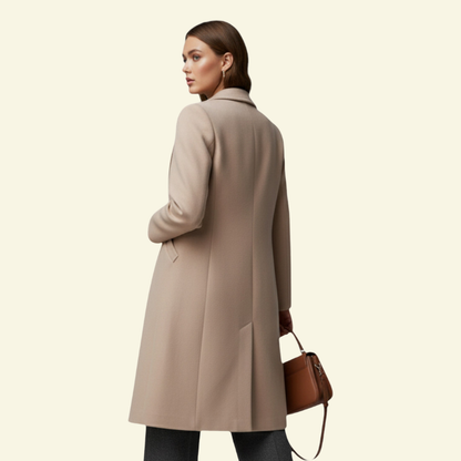 Abrigo de mujer con cuello de solapa y botonadura-Coats Women-Casaluzia