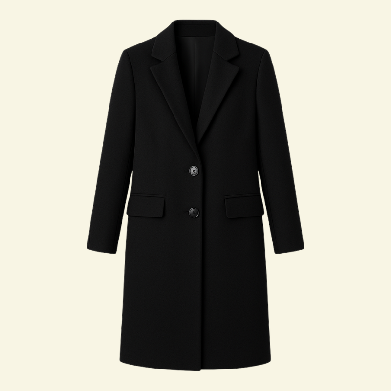 Abrigo de mujer con cuello de solapa y botonadura-Coats Women-Casaluzia