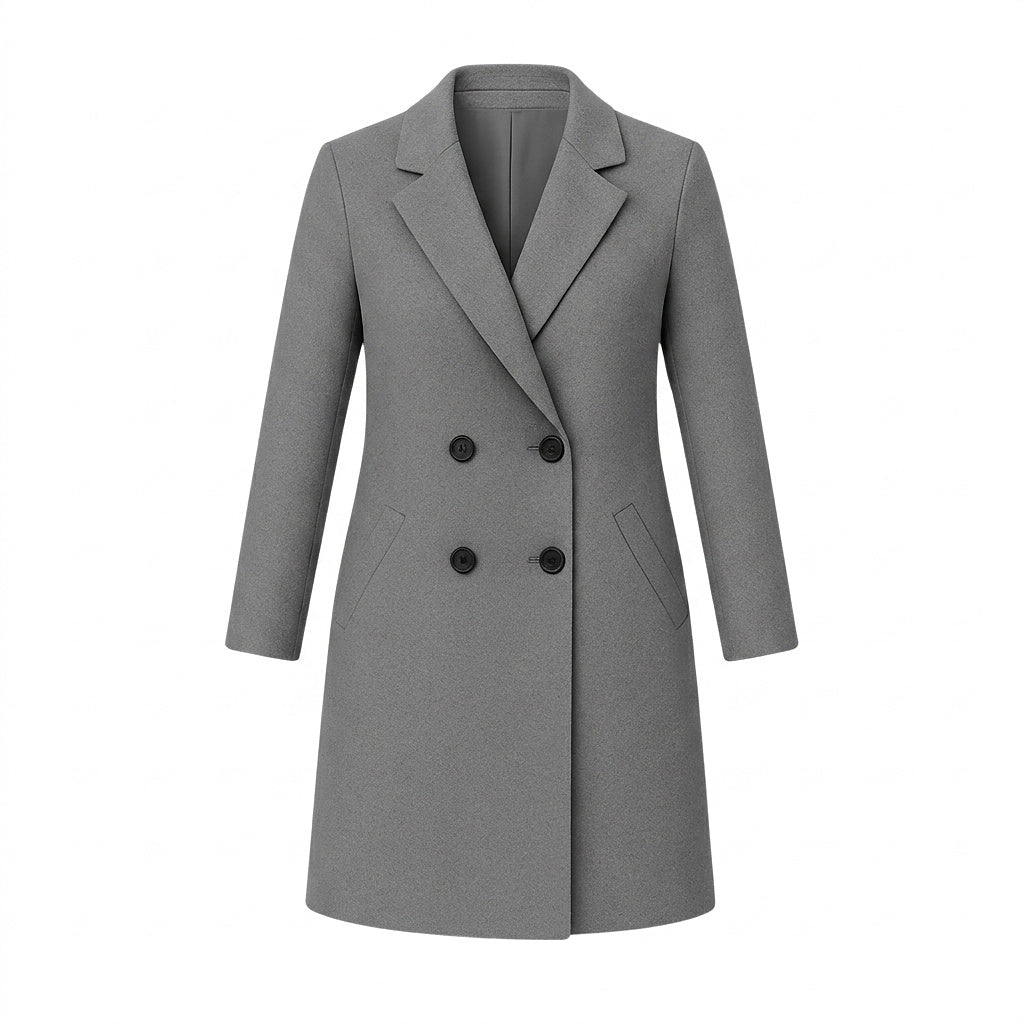Abrigo de mujer con cuello de solapa y botonadura-Coats for women-Casaluzia
