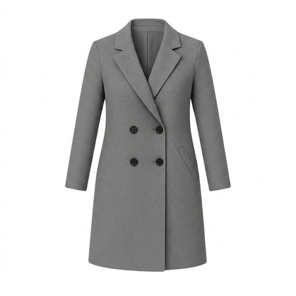 Abrigo de mujer con cuello de solapa y botonadura-Coats for women-Casaluzia