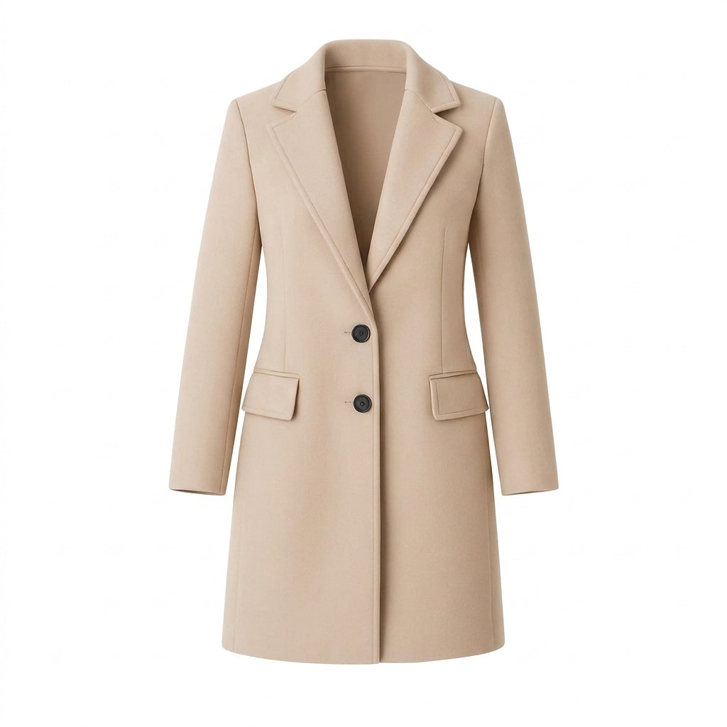 Abrigo de mujer con cuello de solapa y botonadura-Coats Women-Casaluzia