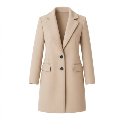 Abrigo de mujer con cuello de solapa y botonadura-Coats Women-Casaluzia