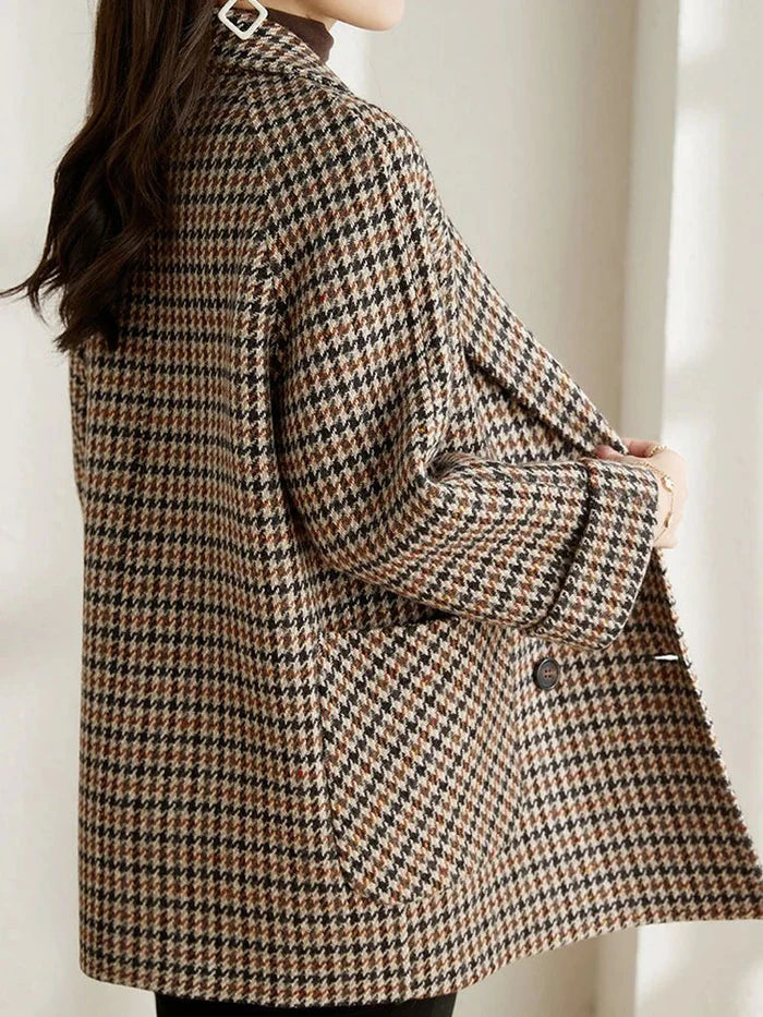 Abrigo de mujer con estampado de pata de gallo y botonadura-Jacket for women-Casaluzia