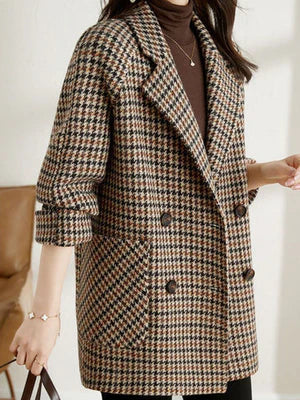 Abrigo de mujer con estampado de pata de gallo y botonadura-Jacket for women-Casaluzia