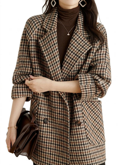 Abrigo de mujer con estampado de pata de gallo y botonadura-Jacket for women-Casaluzia