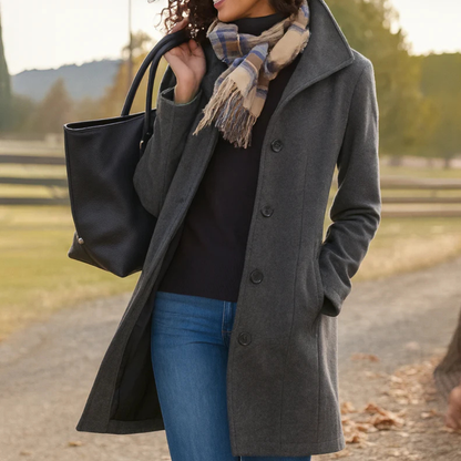 Abrigo Heritage para Mujer con Cierre de Botones-Coats for Women-Casaluzia