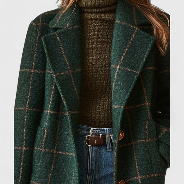 Abrigo largo con estampado de cuadros para mujer-Coats for women-Casaluzia