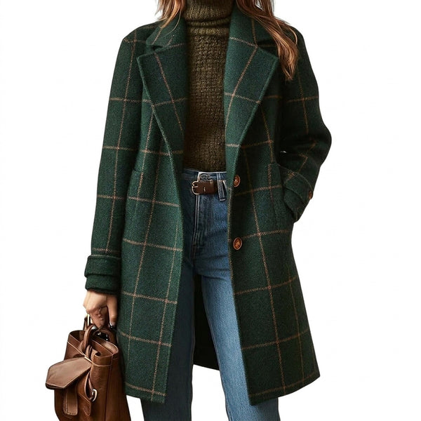 Abrigo largo con estampado de cuadros para mujer-Coats for women-Casaluzia