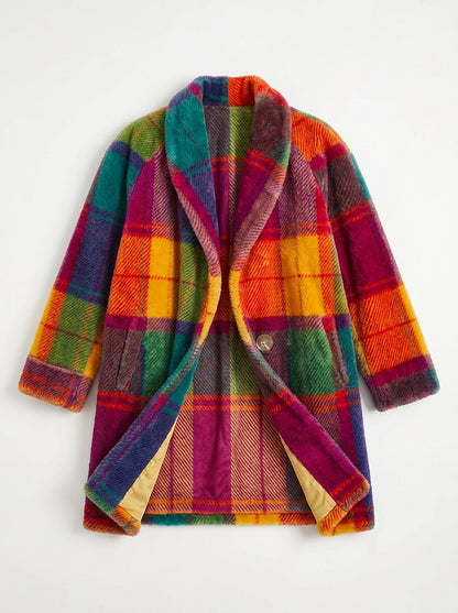 Abrigo largo de cuadros oversize para mujer-Coat-Casaluzia