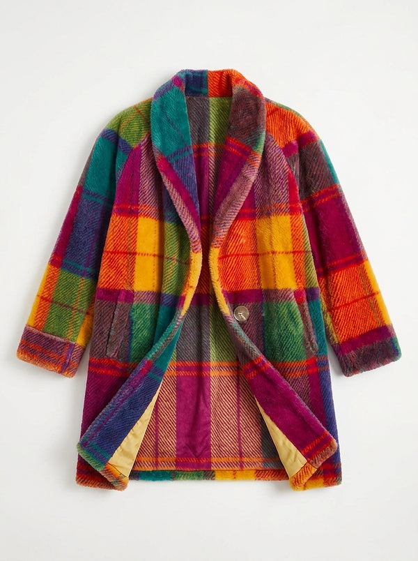 Abrigo largo de cuadros oversize para mujer-Coat-Casaluzia