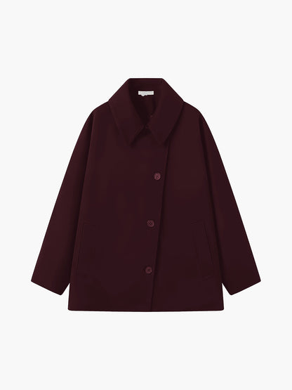 Abrigo Oversized de Mezcla de Lana para Mujer con Cierre de Botones-Coats for women-Casaluzia