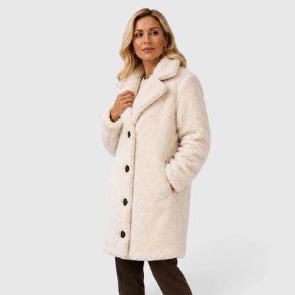 Abrigo Teddy para mujer con cierre de botones-Coats for women-Casaluzia