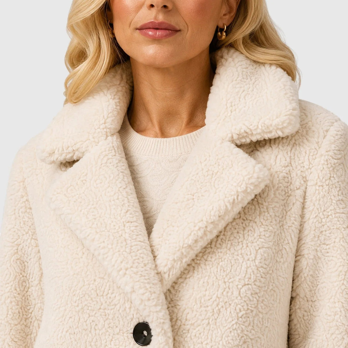 Abrigo Teddy para mujer con cierre de botones-Coats for women-Casaluzia