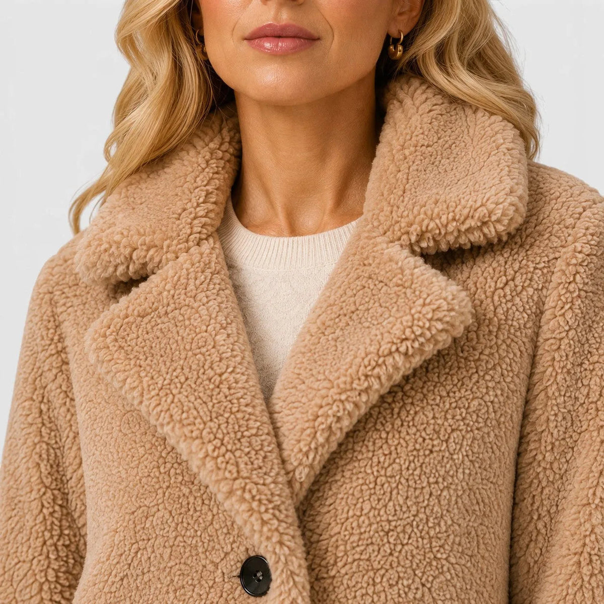 Abrigo Teddy para mujer con cierre de botones-Coats for women-Casaluzia
