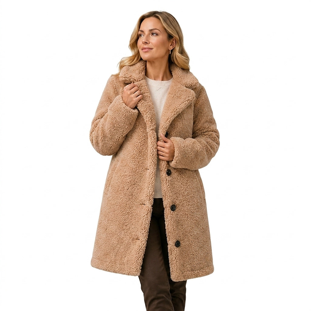 Abrigo Teddy para mujer con cierre de botones-Coats for women-Casaluzia