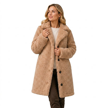 Abrigo Teddy para mujer con cierre de botones-Coats for women-Casaluzia