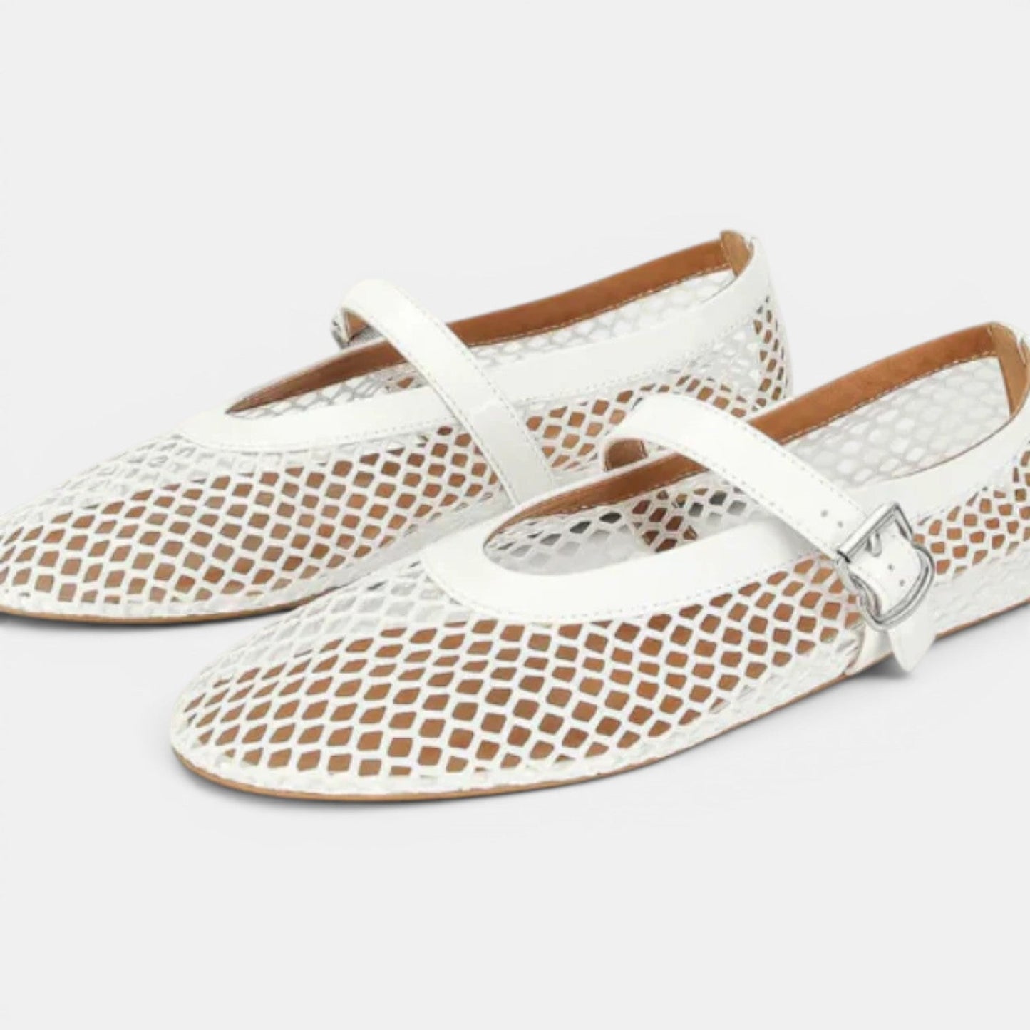 Bailarinas Mary Jane de malla para mujer con hebilla-Footwear for women-Casaluzia