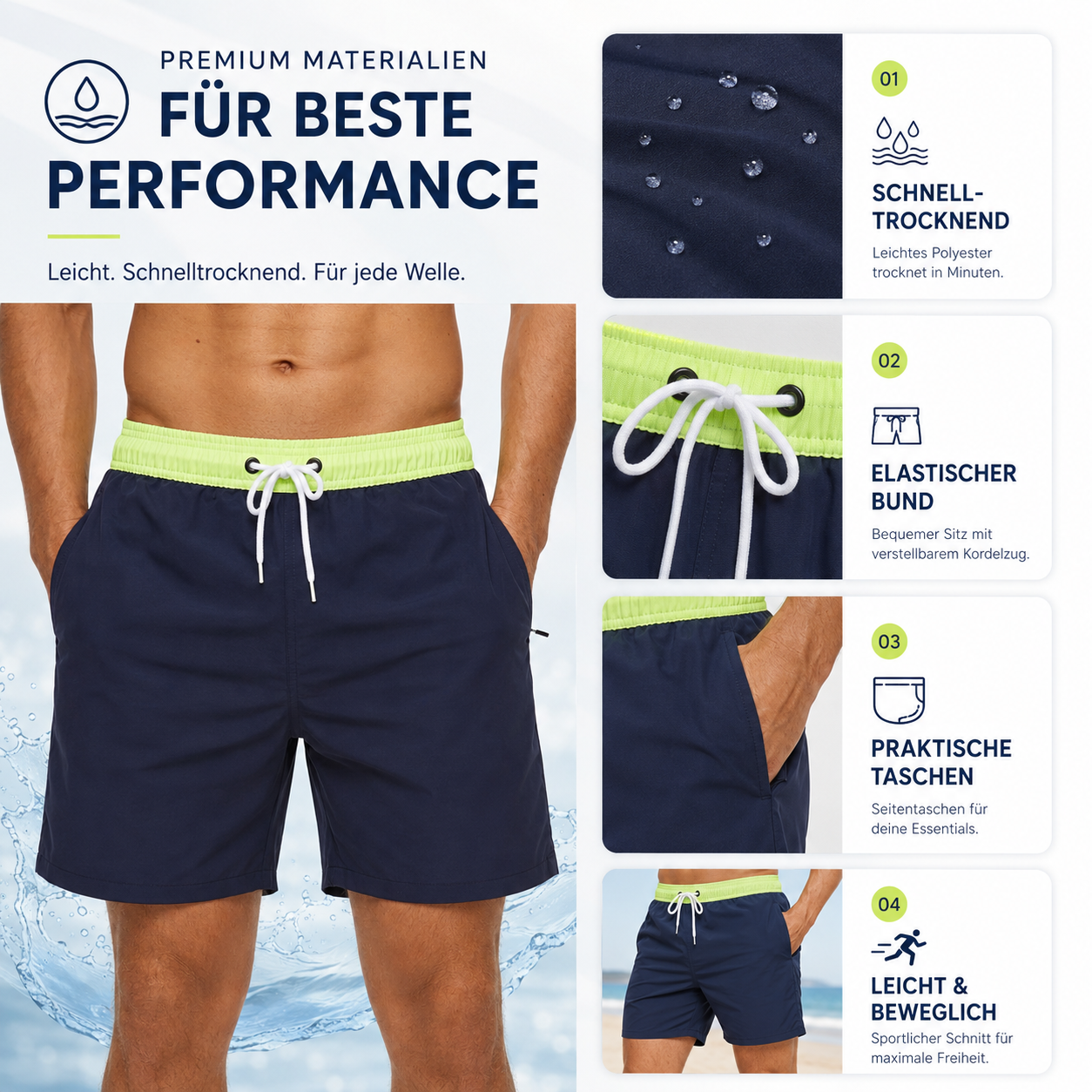 Bañador corto para hombre con cintura en contraste-Swimwear for men-Casaluzia