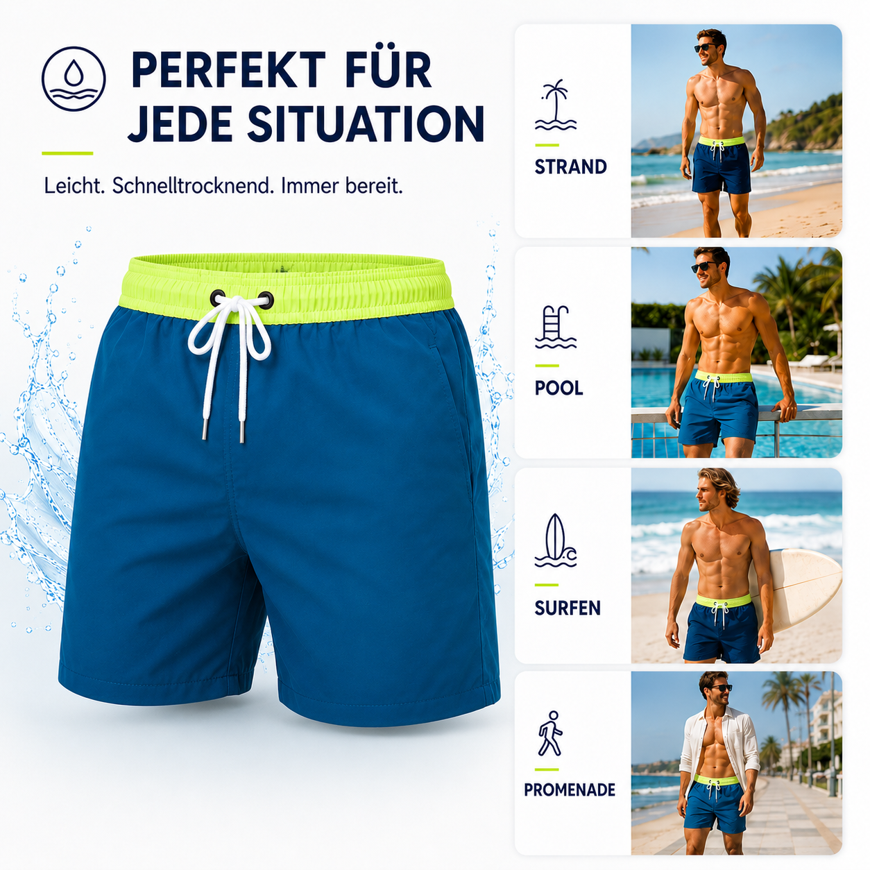 Bañador corto para hombre con cintura en contraste-Swimwear for men-Casaluzia