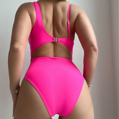 Bañador de una pieza con abertura y detalle retorcido para mujer-Swimwear for women-Casaluzia